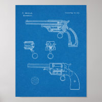 impressão de Desenho de Arte Patente de Revolver 1