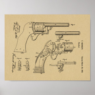 impressão de Desenho de Arte Patente de Revolver 1