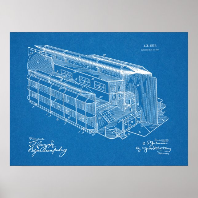 impressão de Desenho de Arte Patente do Avião de 1 (Frente)