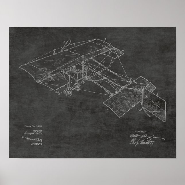 impressão de Desenho de Arte Patente do Avião de 1 (Frente)