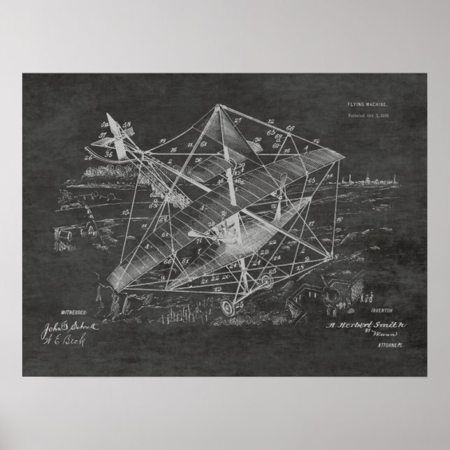 impressão de Desenho de Arte Patente do Avião de 1 (Frente)