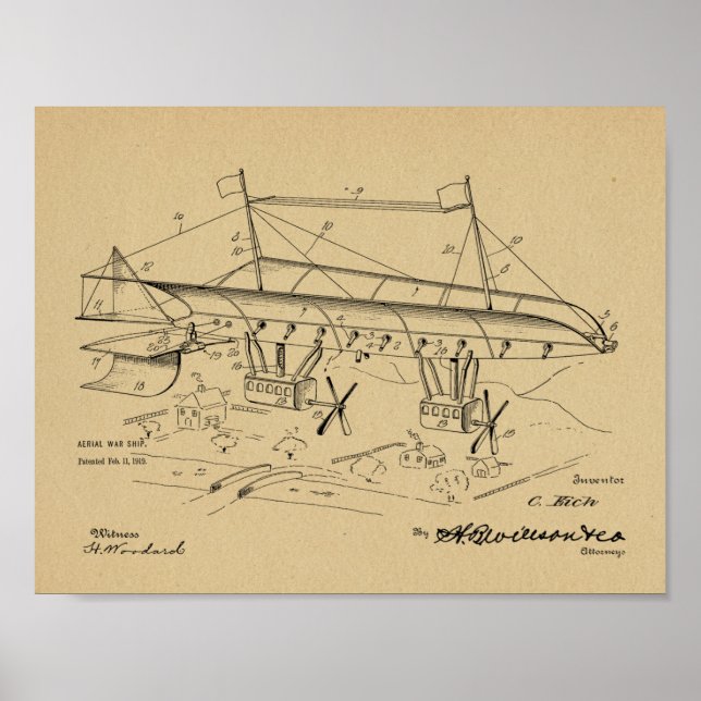 impressão de Desenho de Arte Patente do Avião de G (Frente)