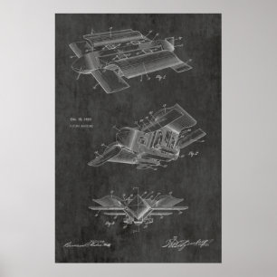 impressão de Desenho de Arte Patente do Avião Futu