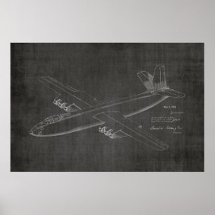 impressão de Desenho de Arte Patente do Avião Jet 