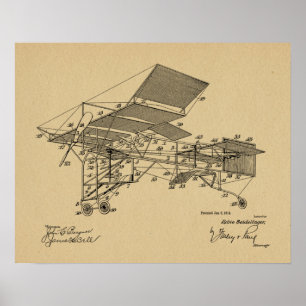 impressão de Desenho de Arte Patente do Avião Vint