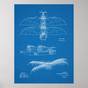 impressão de Desenho de Arte Patente do Avião Vint