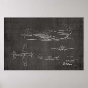 impressão de Desenho de Arte Patente do Avião WW2 