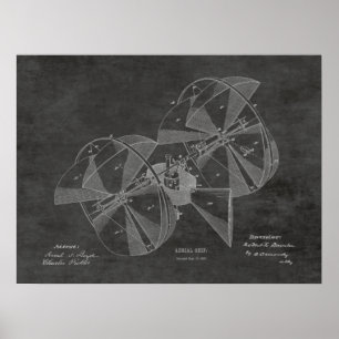 Impressão de desenho de patente de avião de 1882