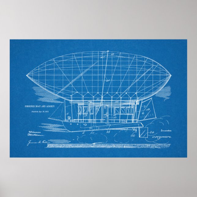 impressão de Desenho de Patente de Avião de Embarc (Frente)