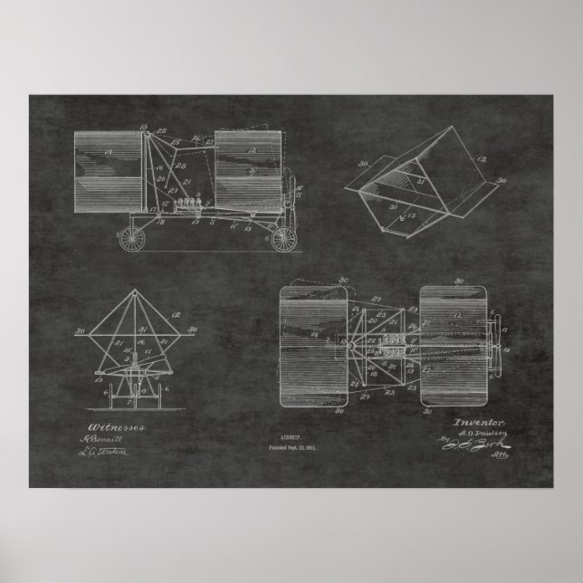 impressão de Desenho de Patente de Avião de Máquin (Frente)
