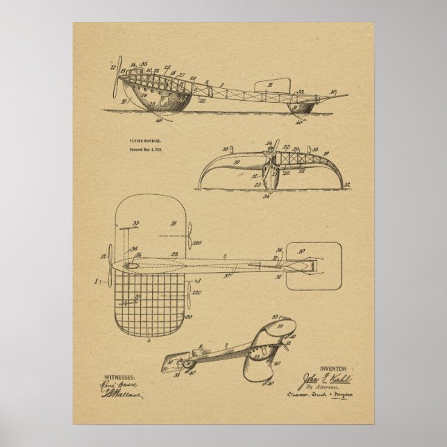 impressão de Desenho de Patente de Seaplane de 191 (Frente)