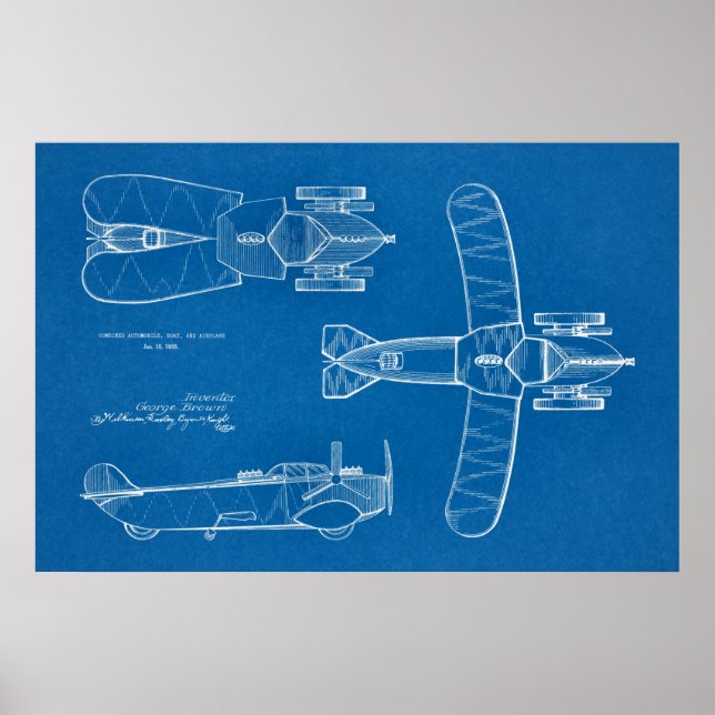 impressão de Desenho de Patente do Avião de Embarc (Frente)