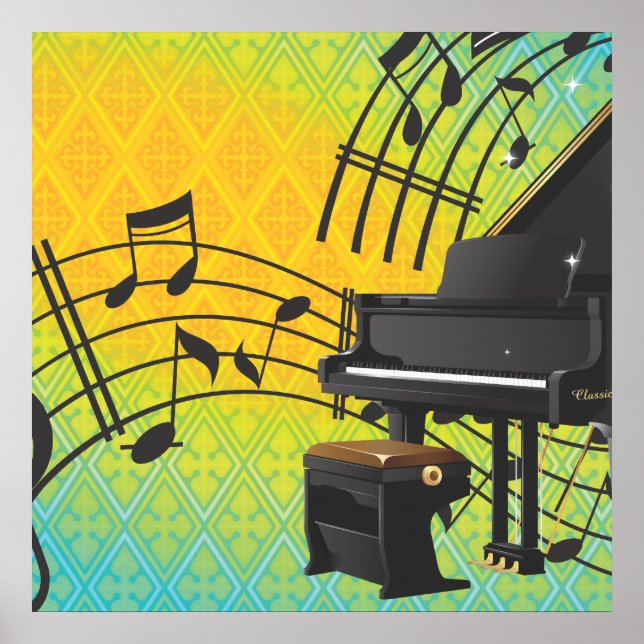Impressão de desenho de piano (Frente)