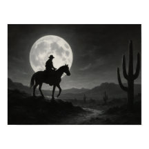 Impressão de Deserto sob Lua Cheia - Noite Pratead