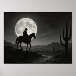 Impressão de Deserto sob Lua Cheia - Noite Pratead