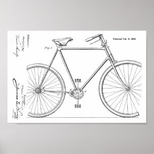 Impressão de Design de Patente de Bicicleta 1900 