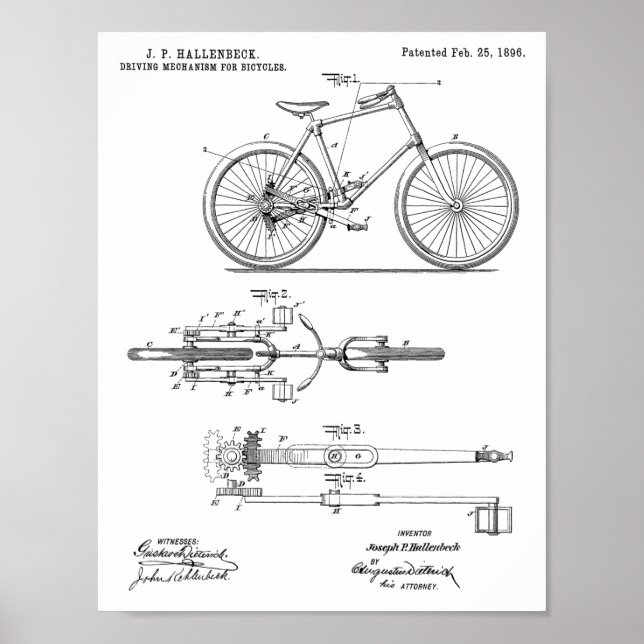 impressão de Design de Patente de Bicicleta sem Co (Frente)