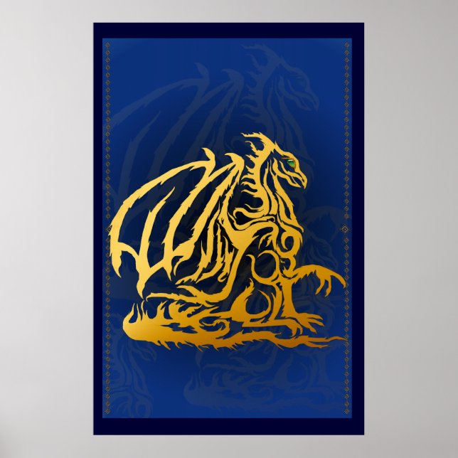Impressão de Dragão Dourado (Frente)