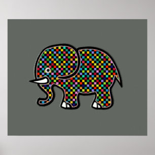 impressão de elefante checado para paredes