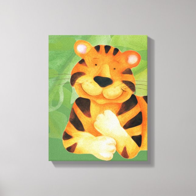 Impressão de embrulho de canvas de tigre feliz (Frente)