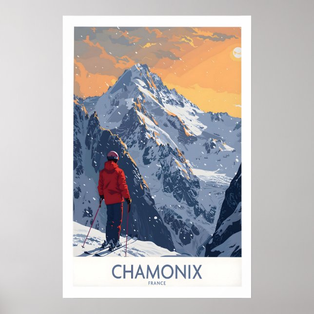 Impressão de Esqui de Chamonix - França 1 (Frente)