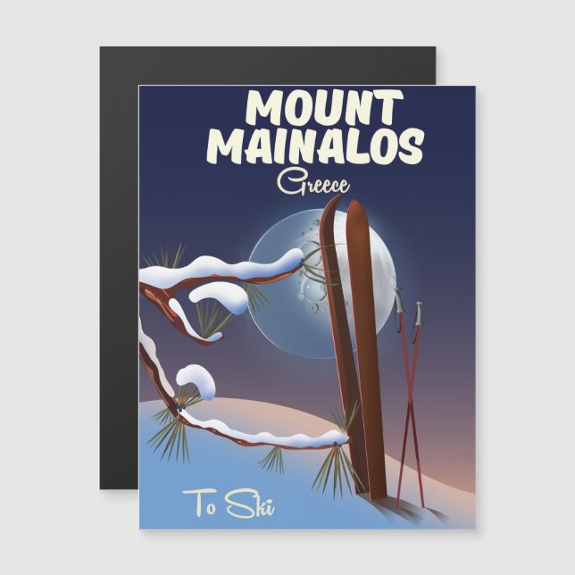 Impressão de esqui grego do Monte Mainalos. (Frente/Verso)