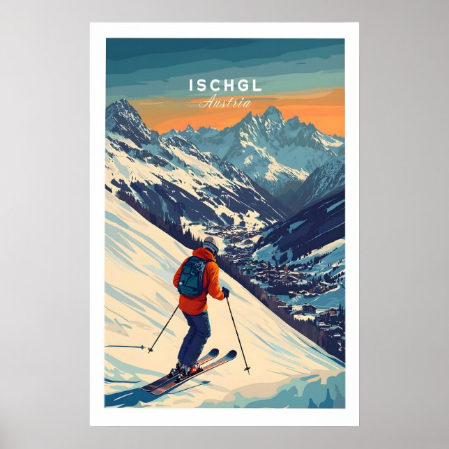 Impressão de Esqui Ischgl Áustria 1 (Frente)