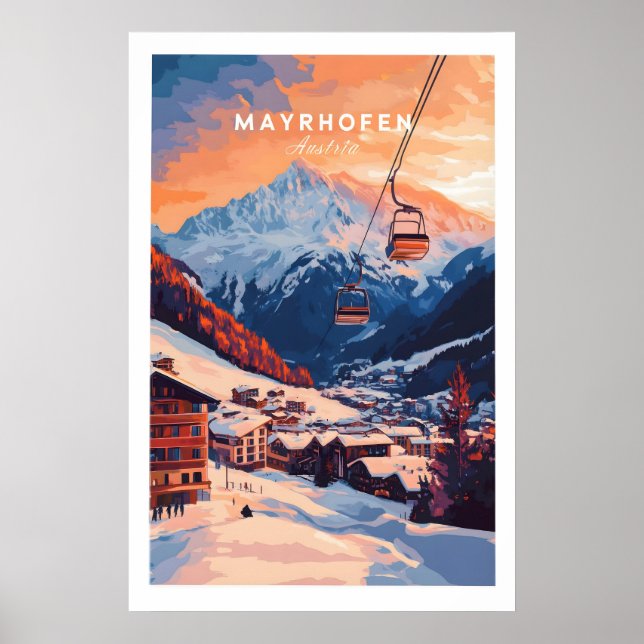 Impressão de Esqui Mayrhofen Áustria 1 (Frente)