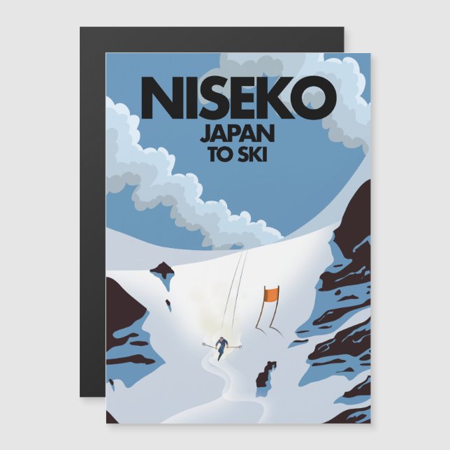 Impressão de esqui Niseko Japão (Frente/Verso)