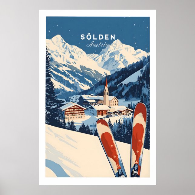 Impressão de Esqui Sölden Áustria 1 (Frente)