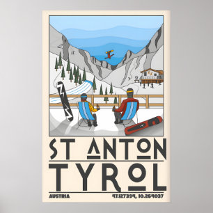 Impressão de Esqui St Anton Tyrol, Chalé e Montanh