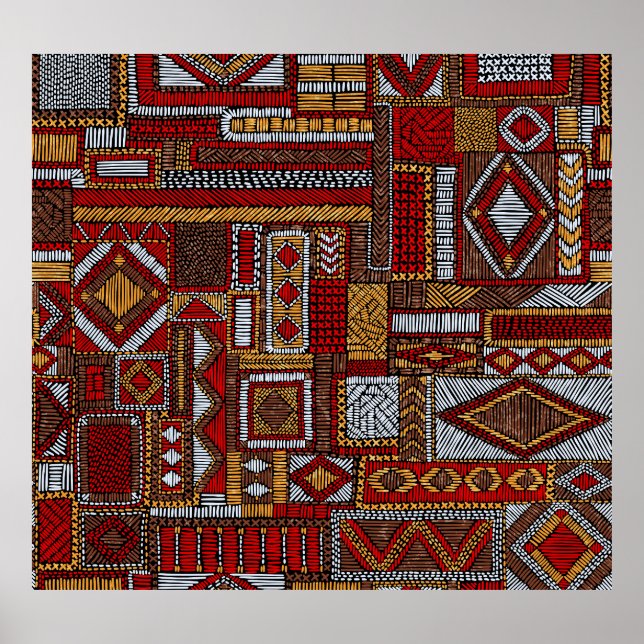Impressão de Étnica Bordada de Estilo de Patchwork (Frente)
