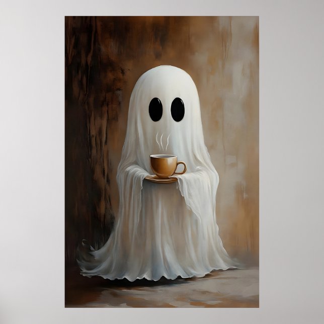 Impressão de Fantasma Bebendo Café, Fantasma Chá C (Frente)