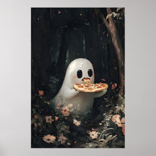 Impressão de Fantasma Comendo Pizza, Halloween Cot