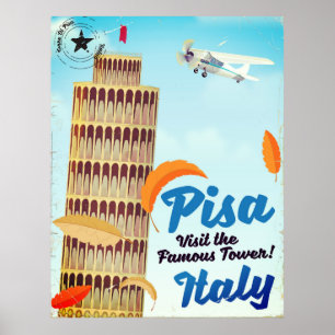 Impressão de férias Pisa Vintage em Torre inclinad