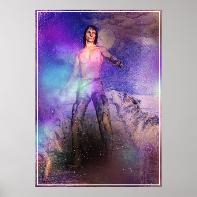 Impressão de ficção científica de fantasia Wolf-Ch (Frente)