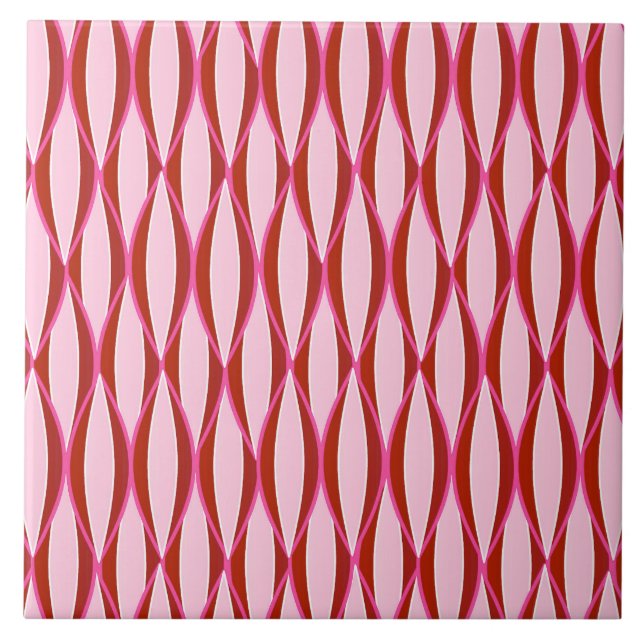 Impressão de fita do século médio - rosa e burgund (Frente)