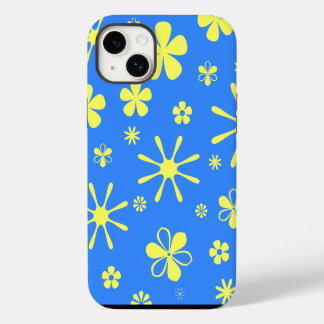 Impressão de Flor Azul e Amarelo 