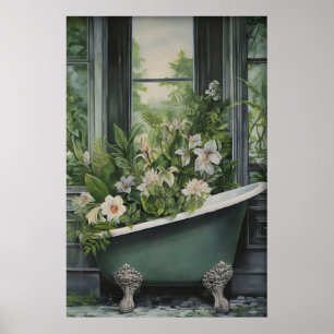 Impressão de Flor de Banheira Verde, Botânica Cott