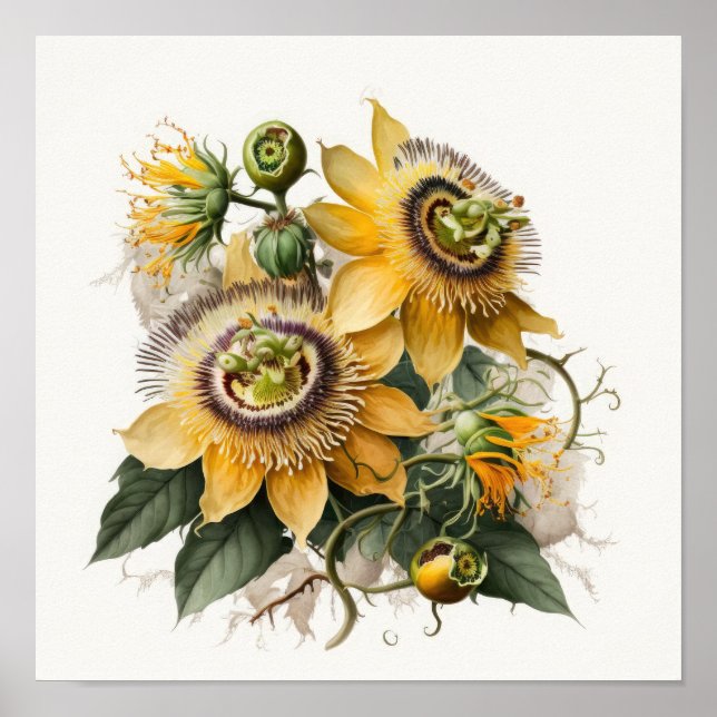 Impressão de Flor de Paixão Amarela (Frente)