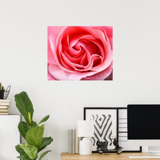 Impressão de Flor de Rosa Rosa Bonita (Escritório em casa)