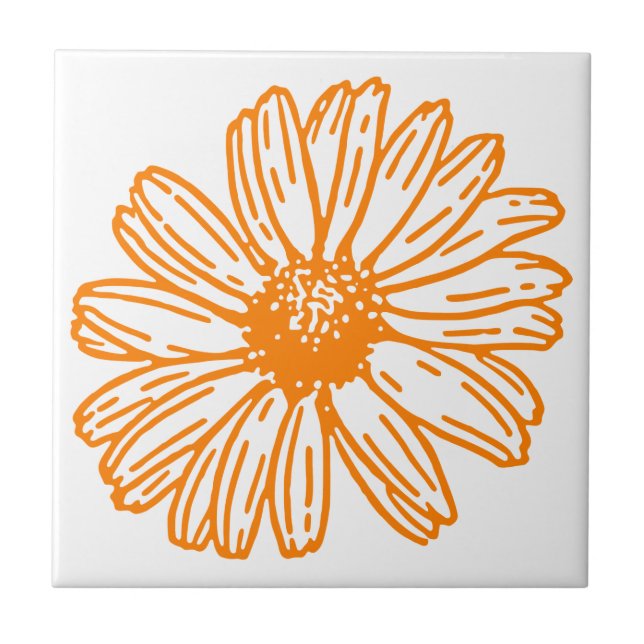 Impressão de Flor Laranja Daisy, Padrão Floral Vin (Frente)