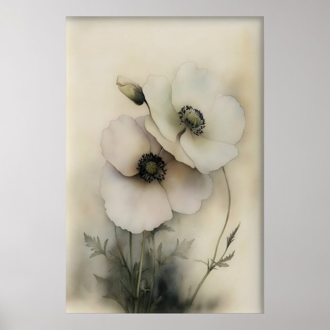 Impressão de Flores Antigas, Arte de Parede Rústic (Frente)