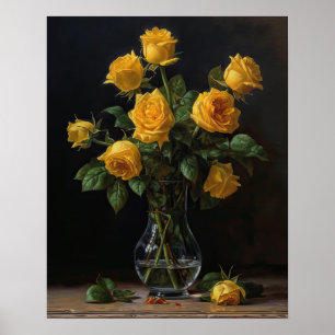 Impressão de Flores de Rosa Amarelas