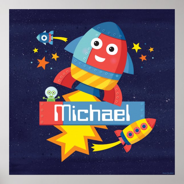 Impressão de Foguete Feliz Personalizado (Frente)