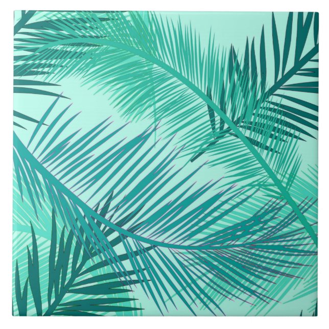 Impressão de folha de palma, Turquesa, Teal e Aqua (Frente)