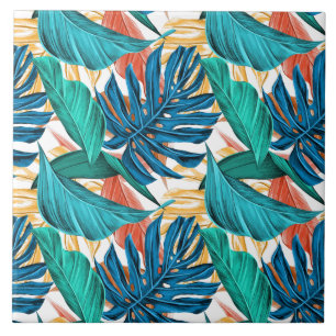 Impressão de Folhas Tropicais Exóticas