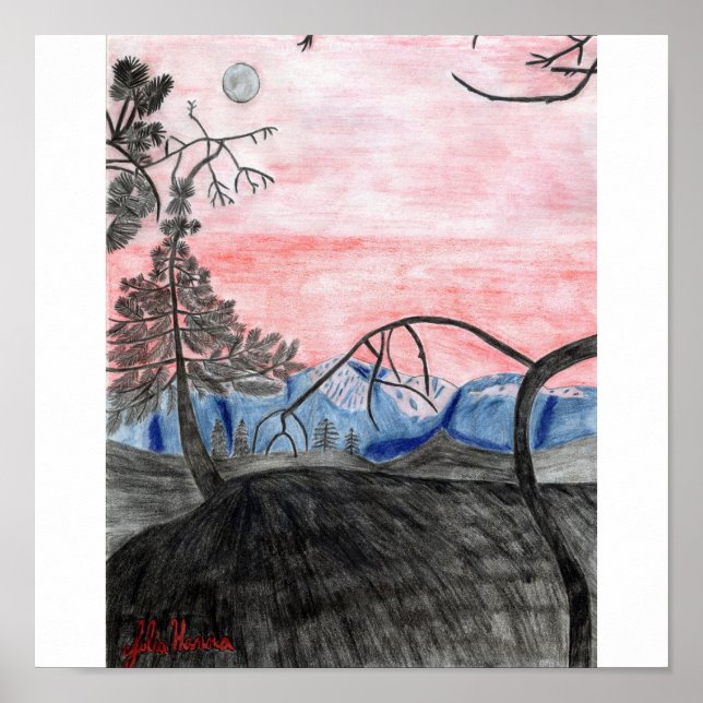 Impressão de Forest Sunset por Julia Hanna (Frente)