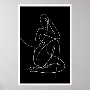 Impressão de Forma Humana Minimalista Sentada Mono