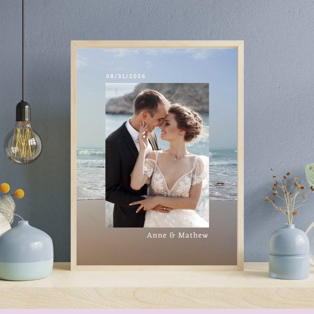 Impressão de foto de data de casamento e nome do c (Styled digital mock-up, for inspirational purposes only.)